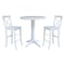 International Concepts Round 36 in Rd Extension Dining Table 40.9 inH, 2 X-Back Bar Height Stools, White, 36 W, 48 L, Wood K08-36RXT-27B-S6133 - alternate 1